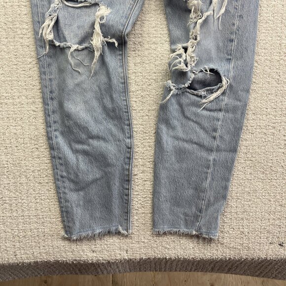 Levi's Premium Women's Jeans Blue Size 27 Wedgie Straight Button Fly Distressed - Picture 4 of 13